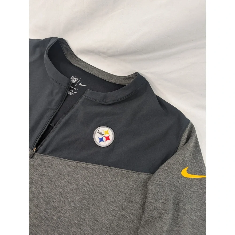 Nike Pittsburgh Steelers Quarter Zip Pullover Mens XXL Black Dri-FIT On Field